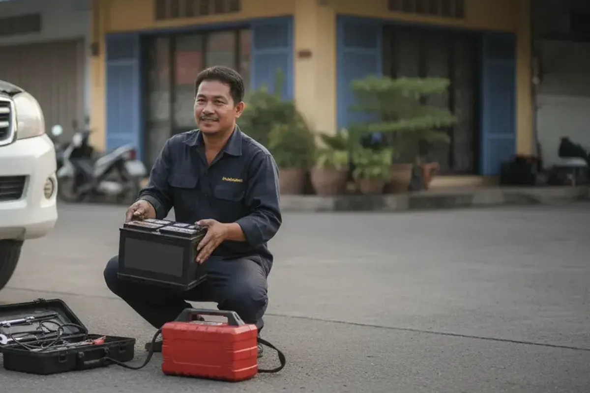 ช่างแบตเตอรี่รถยนต์อุดรธานี ช่างนัท ไปเปลี่ยนแบตให้ลูกค้าถึงที่ (ภาพประกอบ)